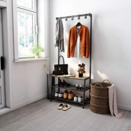 Porte-Manteau Vintage Vestiaire, Meuble d'entrée avec étagère à 3 Niveaux, Garde-Robe, 170 cm