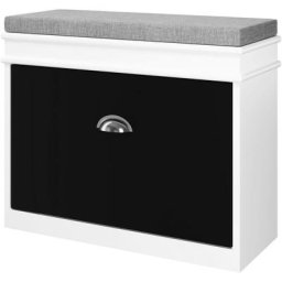 Meuble Banc de Rangement a Chaussure - Coffre avec Coussin Confortable pour Entree - Assise Grise