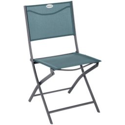 Lot de 4 chaises de jardin pliantes Modula Bleu canard & Graphite - Hespéride - Bleu canard /