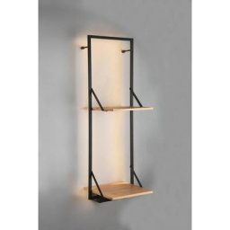 Mirrors And More - Leonie - Étagère murale avec bande led - Naturel/Noir - 94x32cm - Naturel/Noir