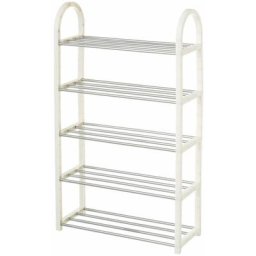 Etagère à chaussures en métal blanc avec 5 étagères de 82x19x50 cm