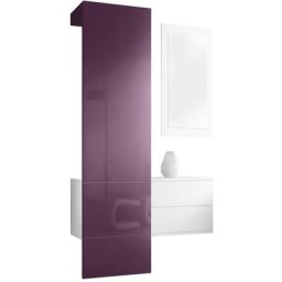 Garderobe Meubles d'entrée Carlton Set 2 Blanc - haute brillance & tons naturels - Panneau en Mûre
