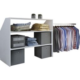 Dacho Étagère, armoire murale oblique, 2 tablettes de rangement et 1 tringle à vêtements, blanc.