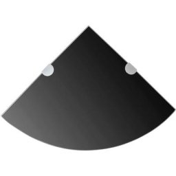 Tagères d'angle 2 pcs et supports chromés Verre Noir 25x25 cm Vidaxl Noir