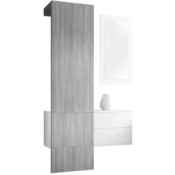 Garderobe Meubles d'entrée Carlton Set 2 Blanc - haute brillance & tons naturels - Panneau en