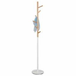 Porte-manteaux enrico portant à vêtements sur pied en forme d'arbre avec 6 crochets, en métal laqué