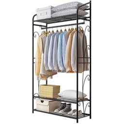 Unho - Penderie Armoire à Vêtement - Porte Manteau Chaussures en Fer - Portant Vêtement Metallique
