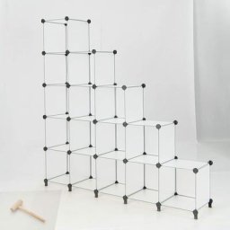 Tagère Rangement 16 Cubes Modulaire 30x30cm/Étagère Modulable Connecteurs abs et Marteau-Assemblage