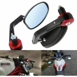 7/8 22Mm Rtroviseurs Moto Guidon Miroirs Latraux Moto Poigne Rouge Motif Noir