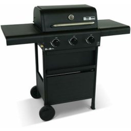 Barbecue gaz 3 brûleurs. tablettes rabattables - Bonacieux - noir. avec rangement - Noir