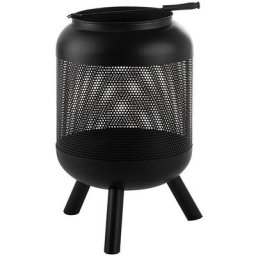 Braséro de Jardin en Acier de Forme Cylindrique Diamètre 45 cm avec Tisonnier et au Design