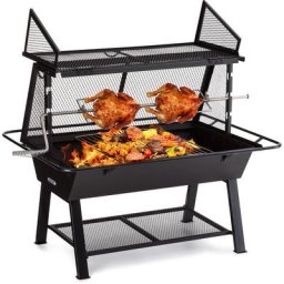 Rôtissoire barbecue - Klarstein Milos Alto - rangement à bois - brochette de rôtisserie manuelle