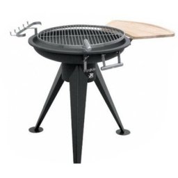 Gdlc - Barbecue à charbon grille inox rotative ø 55cm Brasier 64 cm Tablette bois + crochets