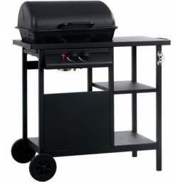 Barbecue à gaz avec table latérale à 3 niveaux Noir Vidaxl Noir