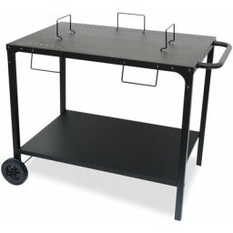 Desserte extérieure noire en acier modulable pour plancha avec deux roues - Noir