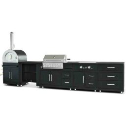 Cuisine d'extérieur, 5 éléments et 3 modules de cuisson - Noir