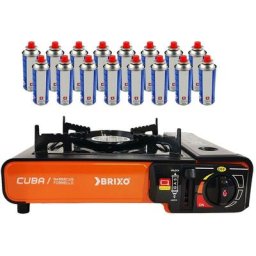 Rechaud à gaz portable 2200W cuba + 16 cartouches de gaz butane Camping