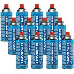 Pack de 12 Bouteilles de gaz Cartouche gaz Kemper 220g butane UN2037 Bonbonne pour appareils à gaz