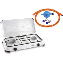 Réchaud à gaz Kemper Réchaud de camping - Kit d'installation inclus - avec 2 brûleurs en acier