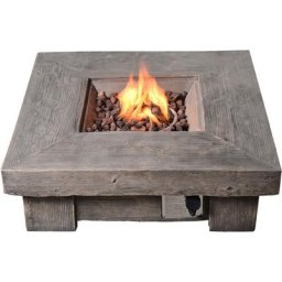Teamson Home - Braséro de jardin à gaz chauffage extérieur - Effet bois - Avec housse de protection