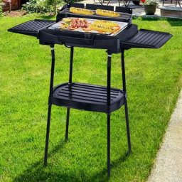 Support de barbecue électrique avec étagères latérales 2000W
