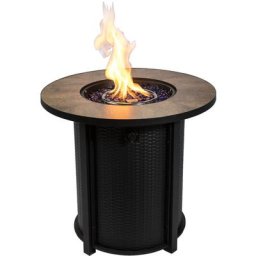 Braséro de jardin à gaz chauffage extérieur acier housse de protection verres de feu noir marron