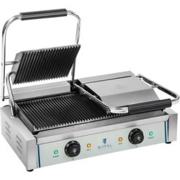Machine à Panini Grill De Contact Simple Double Nervuré Emaillé 300°C 2X1 800 w - Noir, Blanc, Rouge