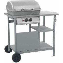Barbecue à gaz avec tablette à 3 couches Noir et argenté Vidaxl Argent