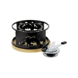 Table Et Cook - Réchaud à fondue vache inox plateau bois d.21cm