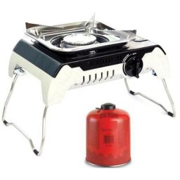 Réchaud à Gaz 2400W silver 1 Allumage Piezo + Cartouche gaz Mallette de transport Fivestar