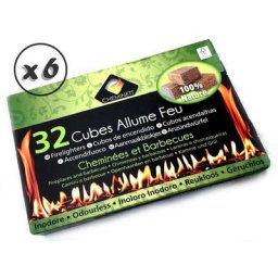 Cubes allume-feu pour cheminées Barbecues feux de camp fours à bois poêle - Quantité x 6 - 32 cubes