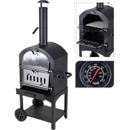 Barbecue à charbon de bois - four à pizza - fumoir - 3 en 1 - métal - 68x48x156 cm - Vargan