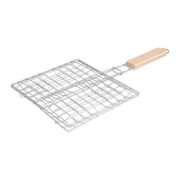 1 pièce Barbecue portable universel Panier à barbecue Gril à poisson pliant avec poignée en bois