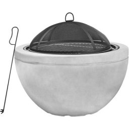 Braséro de jardin à bois chauffage extérieur avec tisonnier couvercle grille charbon bbq ciment