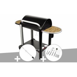 Barbecue charbon Vulcano 3000 Somagic Kit tournebroche + Malette 8 accessoires inox