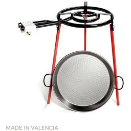Bruleur a gaz 400MM + pied carres + poele acier poli 46CM