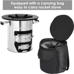 Homfa - BBQ-Toro Poêle-fusée Poêle-fusée en acier inoxydable Poêle à fusée avec sac de transport