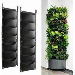 Sacs de culture à suspendre, Lot de 2 sacs verticaux avec 7 poches, pour plantes et fleurs,