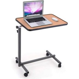 GOPLUS Table d'Appoint de Lit à roulettes Verrouillable avec Hauteur Réglable et Surface