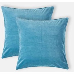 Homescapes - Lot de 2 Housses de coussin en velours bleu, 40 x 40 cm - Bleu