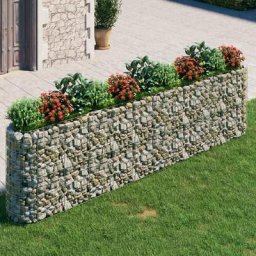Elegant-Stil Lit surélevé à gabion Fer galvanisé 400x50x100 cm,pour Salon/Jardin,Montage