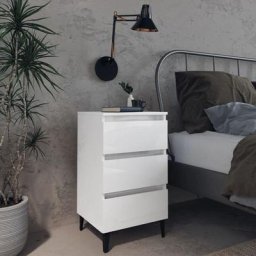 Lot de 2 Tables de Chevet, Tables de nuit, pour Chambre Salon Couloir, pieds en métal Blanc