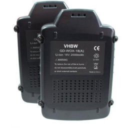 2x batterie remplace Worx WA3551.1, WA3572 pour outil électrique (2000mAh Li-Ion 18V) - Vhbw
