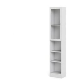 Ebuy24 - Base Étagère 1 porte vitrée et 2 tablettes de rangement, blanc.