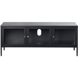 Carmel Meuble tv 3 portes en verre noir.