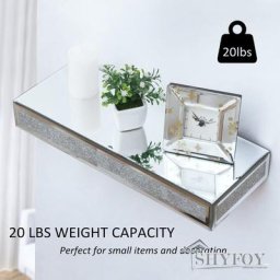 Tagère Murale Flottante en Miroir, Étagère Flottante Décorative pour cd dvd Bling, pour Bureau,