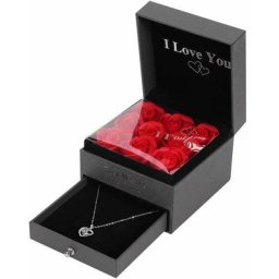 Blue Dream - Coffret cadeau rose éternelle artificielle, je t'aime collier, anniversaire de mariage