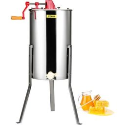 Extracteur de Miel Manuel 3 Cadres Centrifugeuse Separateur Miel Acier Inoxydable avec Couvercle