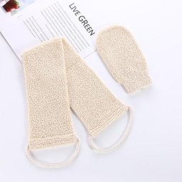 2 Pièces Gommage Corps Exfoliant en Fibre de Bambou set Sangle Lave Dos en Fibre de