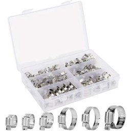 65PCS Ensemble de collier de serrage 6-32mm Kit de serrage de tuyau à vis sans fin réglable en
